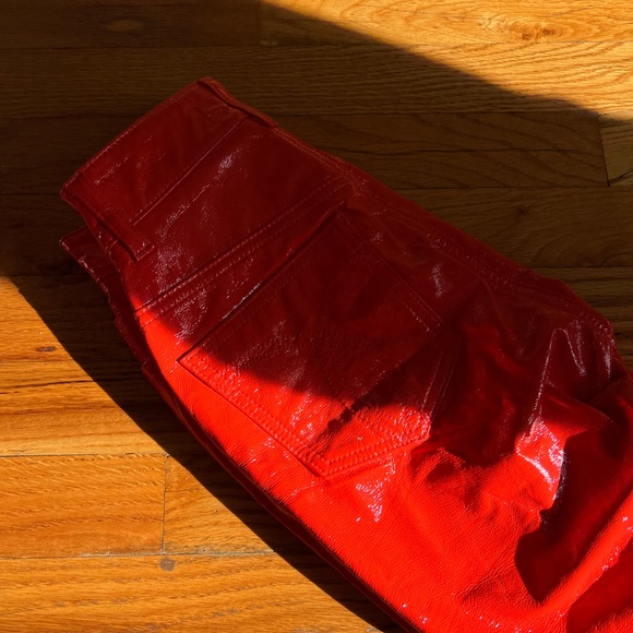 Fiorucci Yves Cigarette Straight Leg Vinyl Pant in Orange Red 23 - Picture 8 of 14